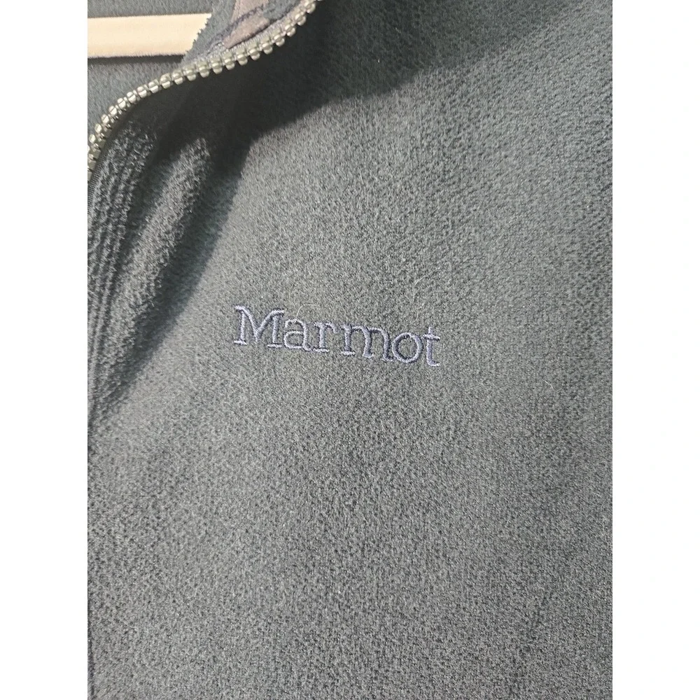 Marmot Fleece Full Zip Mock Jacket Men's M Black Outdoor Hiking Zipper Pockets